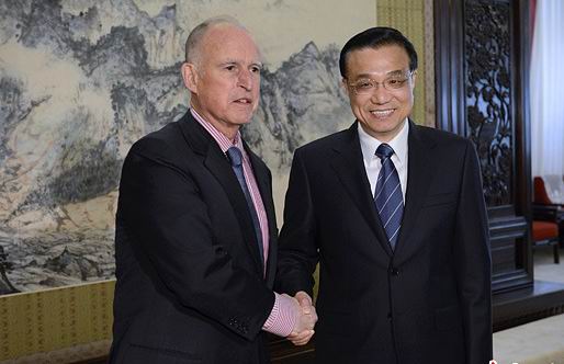 Prime Minister Li Keqiang meeting with Governor Jerry Brown
